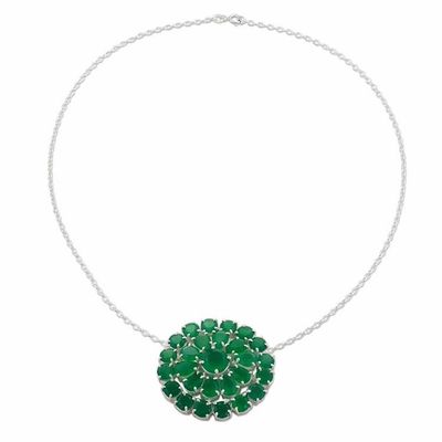 Alternate image for Green Onyx Pendant on Sterling Silver Necklace from India Viridian Burst