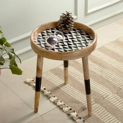 Primary image for Modern Geometric Mango Wood Accent Table with Resin Coating Geometric Luxe