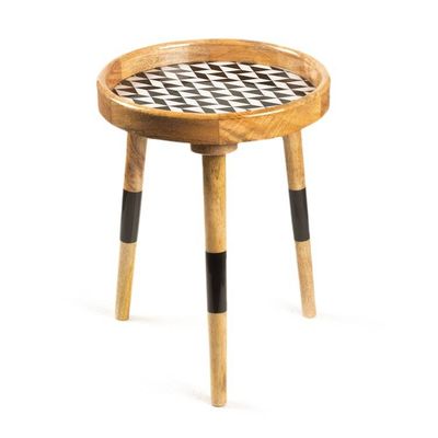 Alternate image for Modern Geometric Mango Wood Accent Table with Resin Coating Geometric Luxe