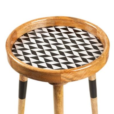 Alternate image for Modern Geometric Mango Wood Accent Table with Resin Coating Geometric Luxe