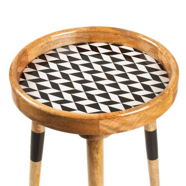 Alternate image for Modern Geometric Mango Wood Accent Table with Resin Coating Geometric Luxe