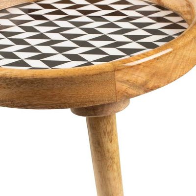 Alternate image for Modern Geometric Mango Wood Accent Table with Resin Coating Geometric Luxe