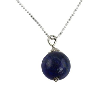 Alternate image for Hand Made Sterling Silver and Lapis Lazuli Necklace Blue Universe