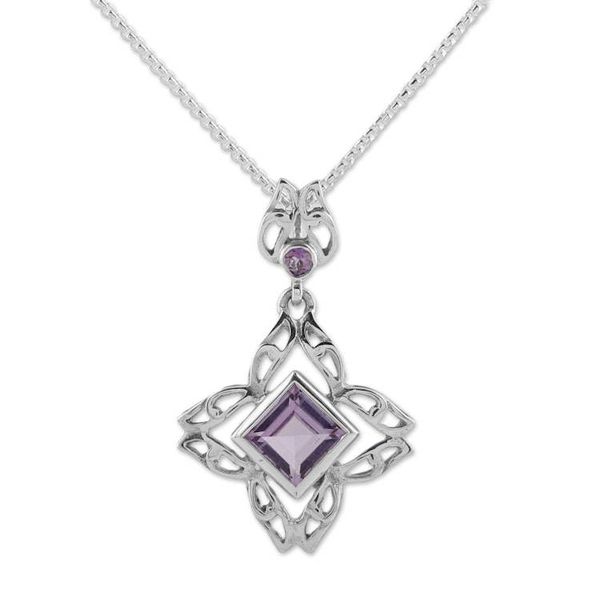 Alternate image for Amethyst and Sterling Silver Pendant Necklace from India Jali Charm