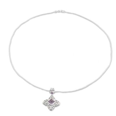 Alternate image for Amethyst and Sterling Silver Pendant Necklace from India Jali Charm