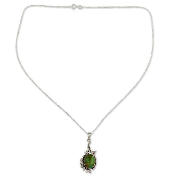 Alternate image for Hand Crafted Green Composite Turquoise Necklace Enchanted Forest