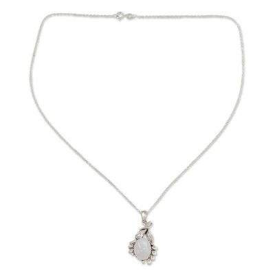Alternate image for Indian Rainbow Moonstone and Silver Pendant Necklace Radiance