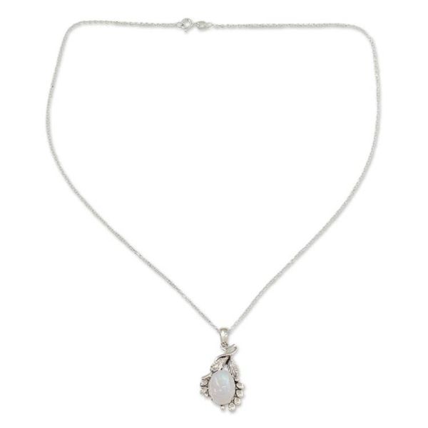 Alternate image for Indian Rainbow Moonstone and Silver Pendant Necklace Radiance
