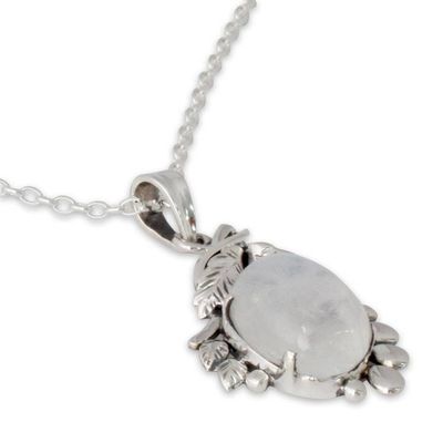 Alternate image for Indian Rainbow Moonstone and Silver Pendant Necklace Radiance