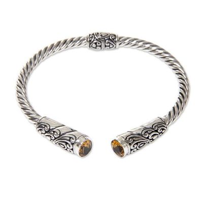 Alternate image for Sterling Silver Hinged Cuff Bracelet with Citrines Beacon of Light