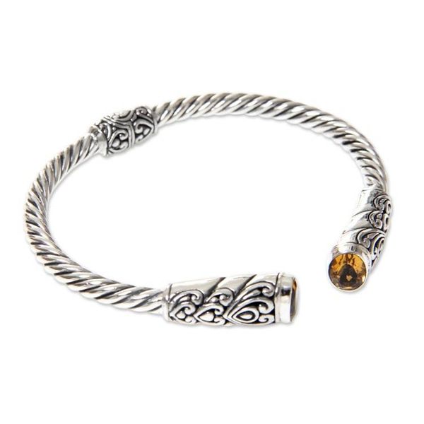 Alternate image for Sterling Silver Hinged Cuff Bracelet with Citrines Beacon of Light
