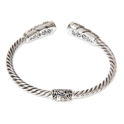 Alternate image for Sterling Silver Hinged Cuff Bracelet with Citrines Beacon of Light