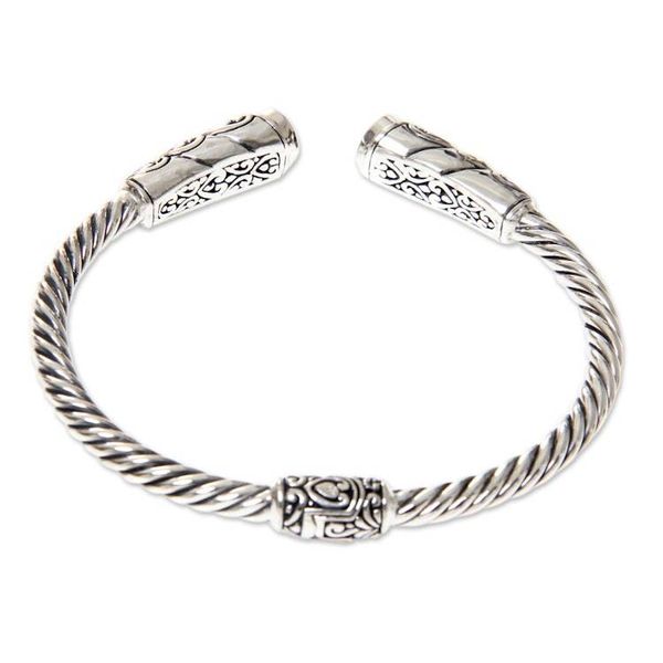 Alternate image for Sterling Silver Hinged Cuff Bracelet with Citrines Beacon of Light
