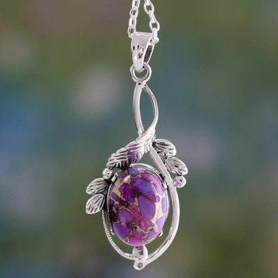 Primary image for Indian Purple Composite Turquoise Sterling Silver Necklace Sugarplum