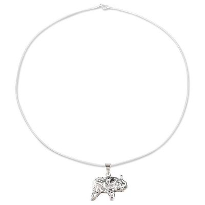 Alternate image for Jali Pattern Sterling Silver Elephant Pendant Necklace Elephant Jali