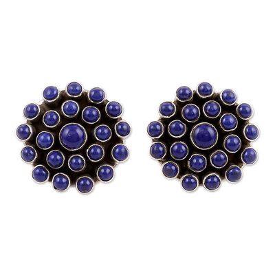 Alternate image for Lapis Lazuli and Sterling Silver Button Earrings Precious Truth