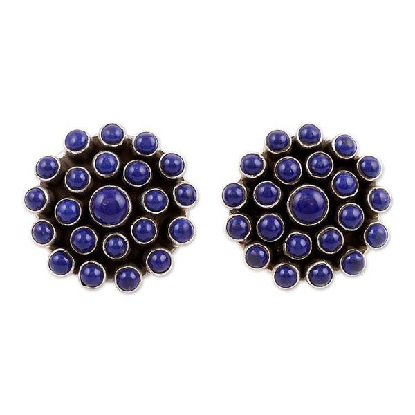 Alternate image for Lapis Lazuli and Sterling Silver Button Earrings Precious Truth