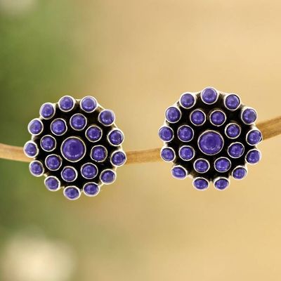 Alternate image for Lapis Lazuli and Sterling Silver Button Earrings Precious Truth