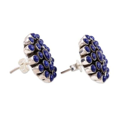 Alternate image for Lapis Lazuli and Sterling Silver Button Earrings Precious Truth