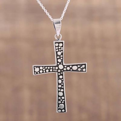 Alternate image for Unique Sterling Silver Cross Pendant Necklace Starry Heavens