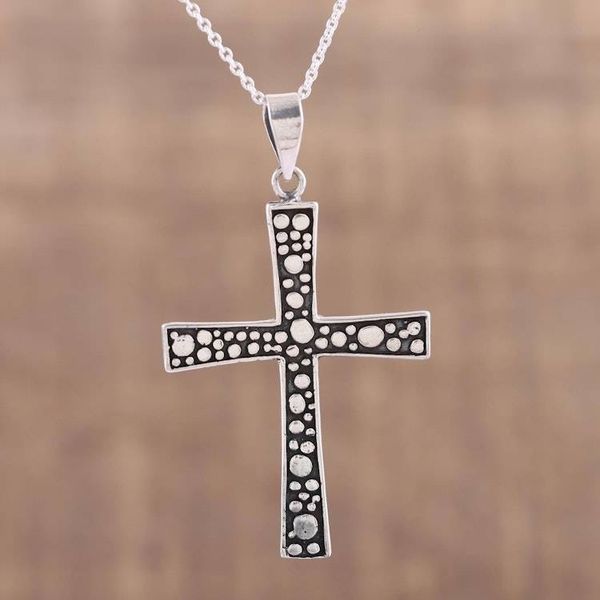 Alternate image for Unique Sterling Silver Cross Pendant Necklace Starry Heavens