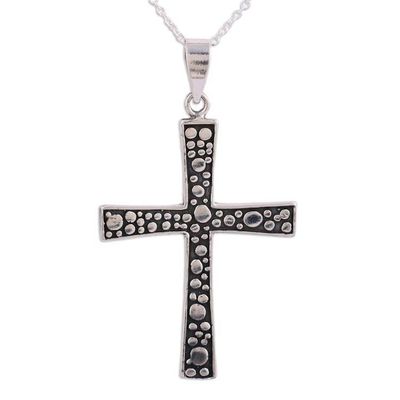 Alternate image for Unique Sterling Silver Cross Pendant Necklace Starry Heavens