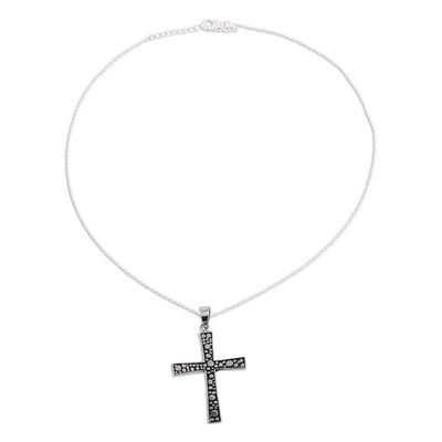 Alternate image for Unique Sterling Silver Cross Pendant Necklace Starry Heavens