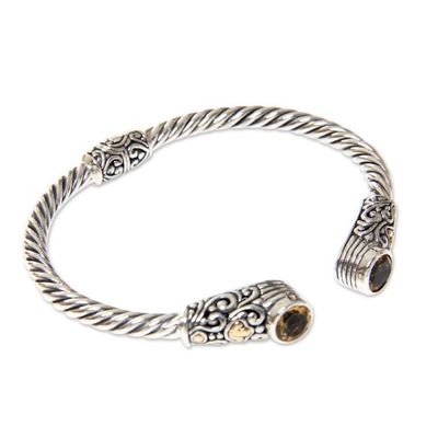 Alternate image for Sterling Silver Hinged Cuff Bracelet with Citrine Gold Plate Sukawati Secret