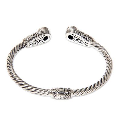 Alternate image for Sterling Silver Hinged Cuff Bracelet with Citrine Gold Plate Sukawati Secret