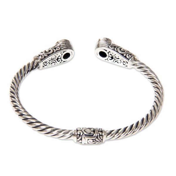 Alternate image for Sterling Silver Hinged Cuff Bracelet with Citrine Gold Plate Sukawati Secret