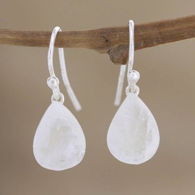 Alternate image for Artisan Crafted Rainbow Moonstone Dangle Earrings Partly Cloudy