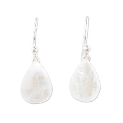 Alternate image for Artisan Crafted Rainbow Moonstone Dangle Earrings Partly Cloudy