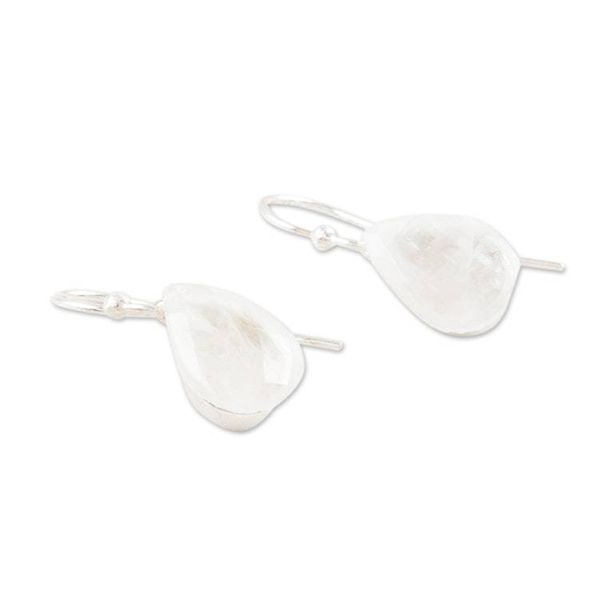 Alternate image for Artisan Crafted Rainbow Moonstone Dangle Earrings Partly Cloudy