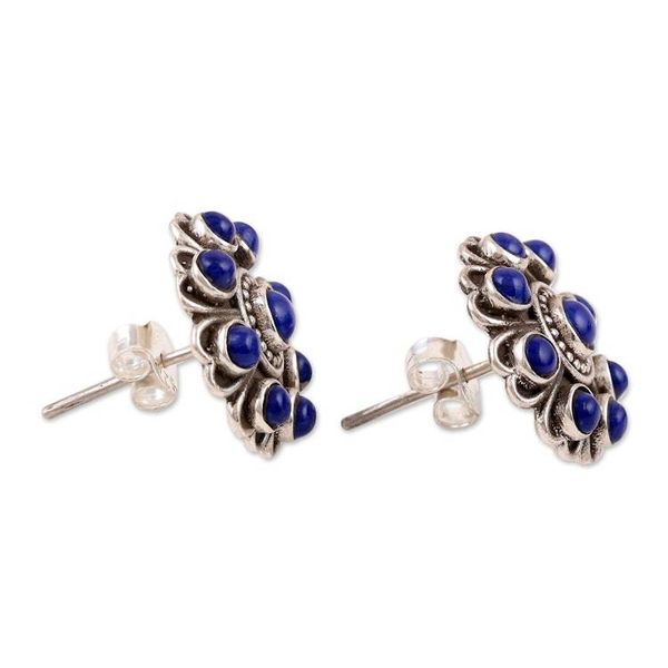 Alternate image for Lapis Lazuli and Sterling Silver Button Earrings Charming Truth
