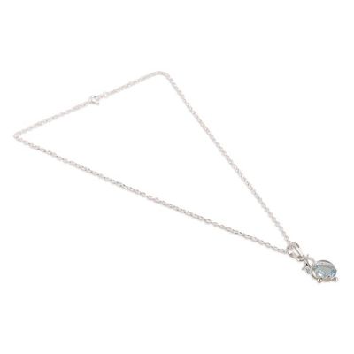 Alternate image for 6-Carat Blue Topaz Necklace and Earrings Leafy Jewelry Set Serene Heaven