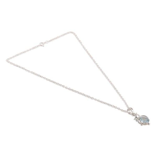 Alternate image for 6-Carat Blue Topaz Necklace and Earrings Leafy Jewelry Set Serene Heaven