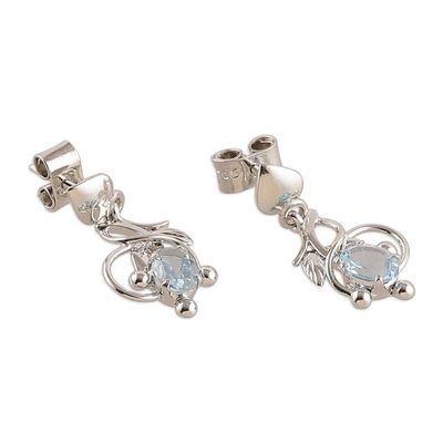 Alternate image for 6-Carat Blue Topaz Necklace and Earrings Leafy Jewelry Set Serene Heaven