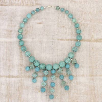 Alternate image for Handcrafted Blue Calcite Beaded Statement Necklace Royal Sea