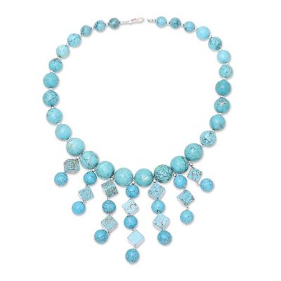 Alternate image for Handcrafted Blue Calcite Beaded Statement Necklace Royal Sea