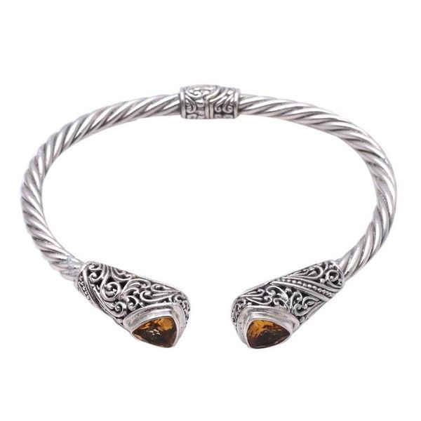 Alternate image for Triangular Citrine Cuff Bracelet Crafted in Bali Triangular Glitter