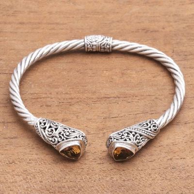 Alternate image for Triangular Citrine Cuff Bracelet Crafted in Bali Triangular Glitter
