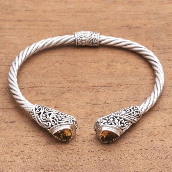 Alternate image for Triangular Citrine Cuff Bracelet Crafted in Bali Triangular Glitter