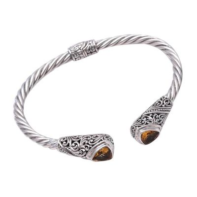 Alternate image for Triangular Citrine Cuff Bracelet Crafted in Bali Triangular Glitter