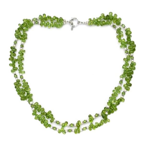 Alternate image for Peridot and pearl strand necklace Kashmiri Meadow