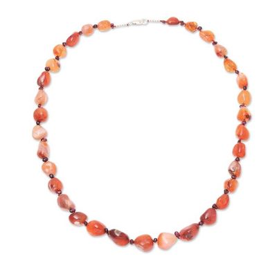 Alternate image for Onyx and Garnet Beaded Long Necklace from India Set Ablaze