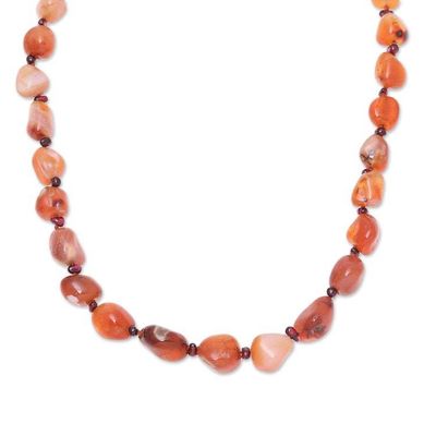 Alternate image for Onyx and Garnet Beaded Long Necklace from India Set Ablaze