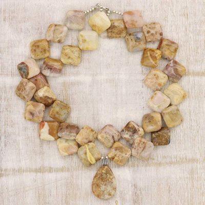 Alternate image for Agate Beaded Pendant Necklace Crafted in India Bohemian Fantasy