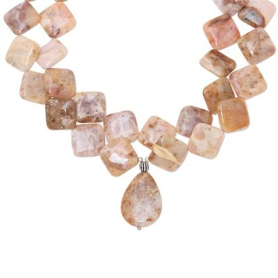 Alternate image for Agate Beaded Pendant Necklace Crafted in India Bohemian Fantasy