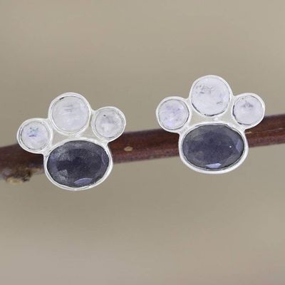Alternate image for Labradorite and Rainbow Moonstone Stud Earrings Mystic Tiara