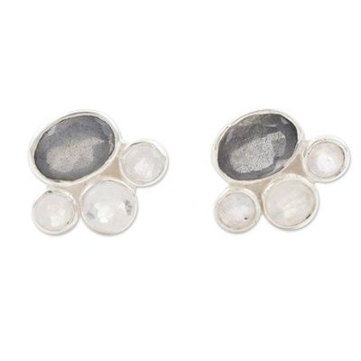 Alternate image for Labradorite and Rainbow Moonstone Stud Earrings Mystic Tiara